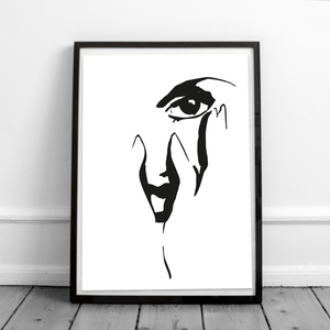 Black and white face art print 