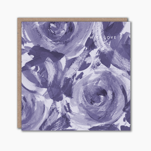 Blue painterly floral greeting card