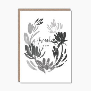 Botanical ink illustration thank you card 