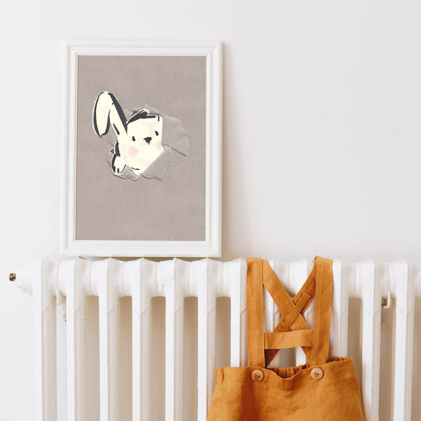 Framed bunny bedroom wall print