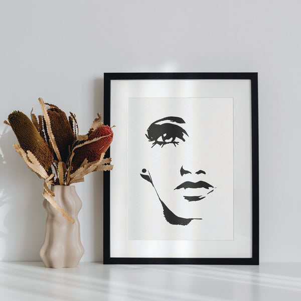 Framed abstract female face art print