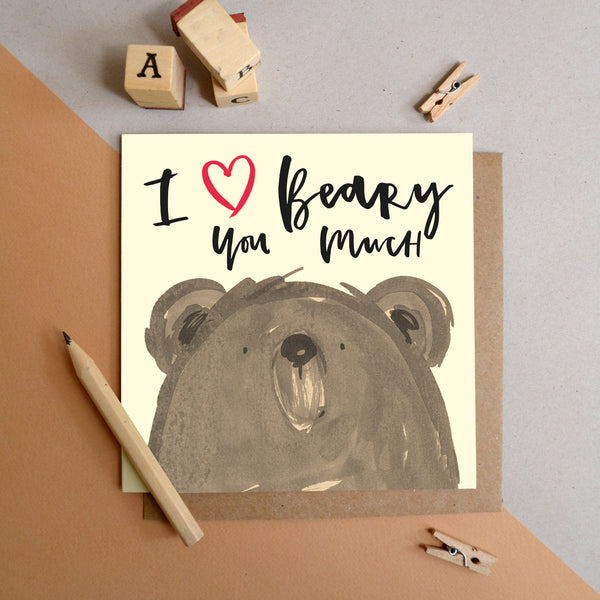 Cute bear with love you message greeting card