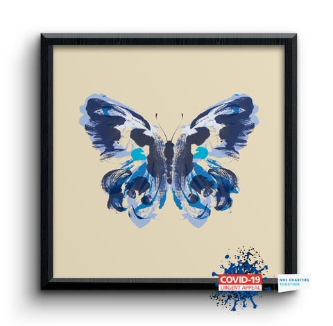 Blue butterfly charity art print