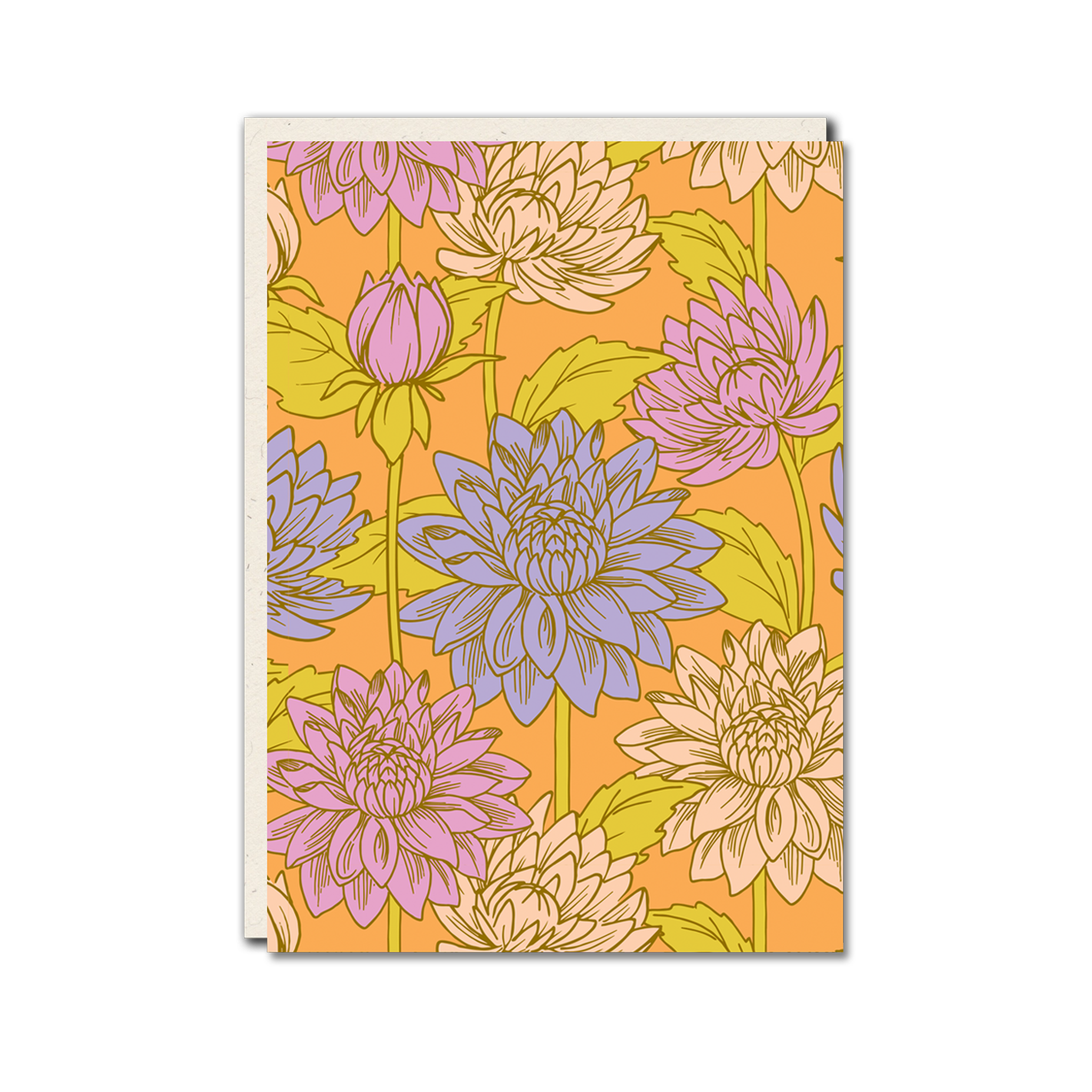 Dahlia patterned  floral greeting card