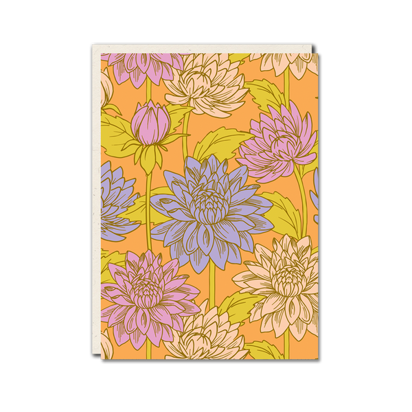 Dahlia patterned  floral greeting card