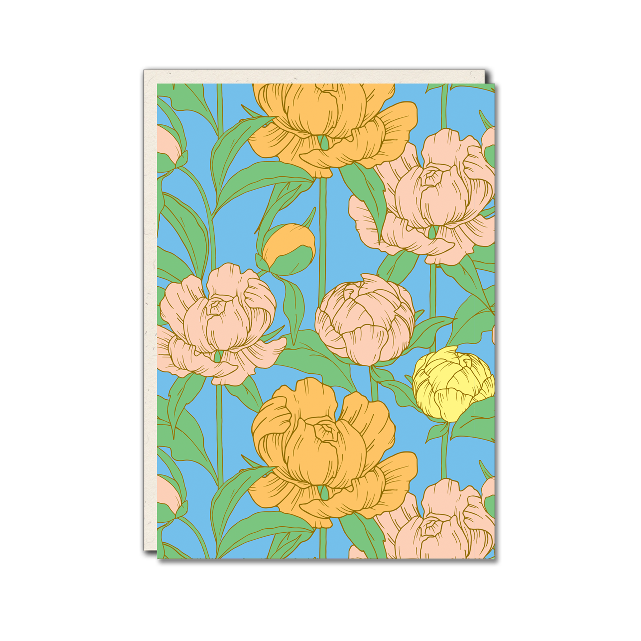 Peony floral patterned card