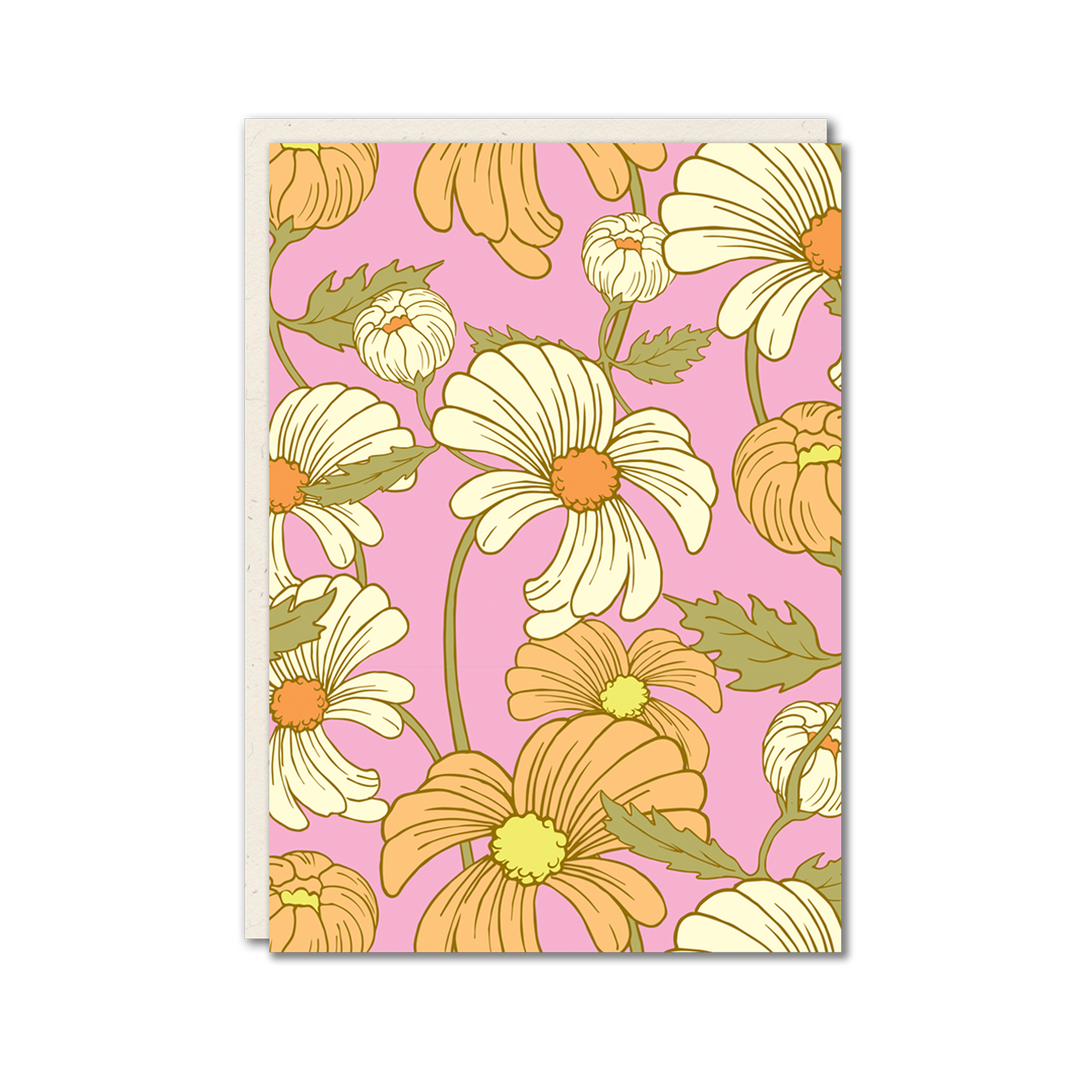 Daisy patterned floral greeting card