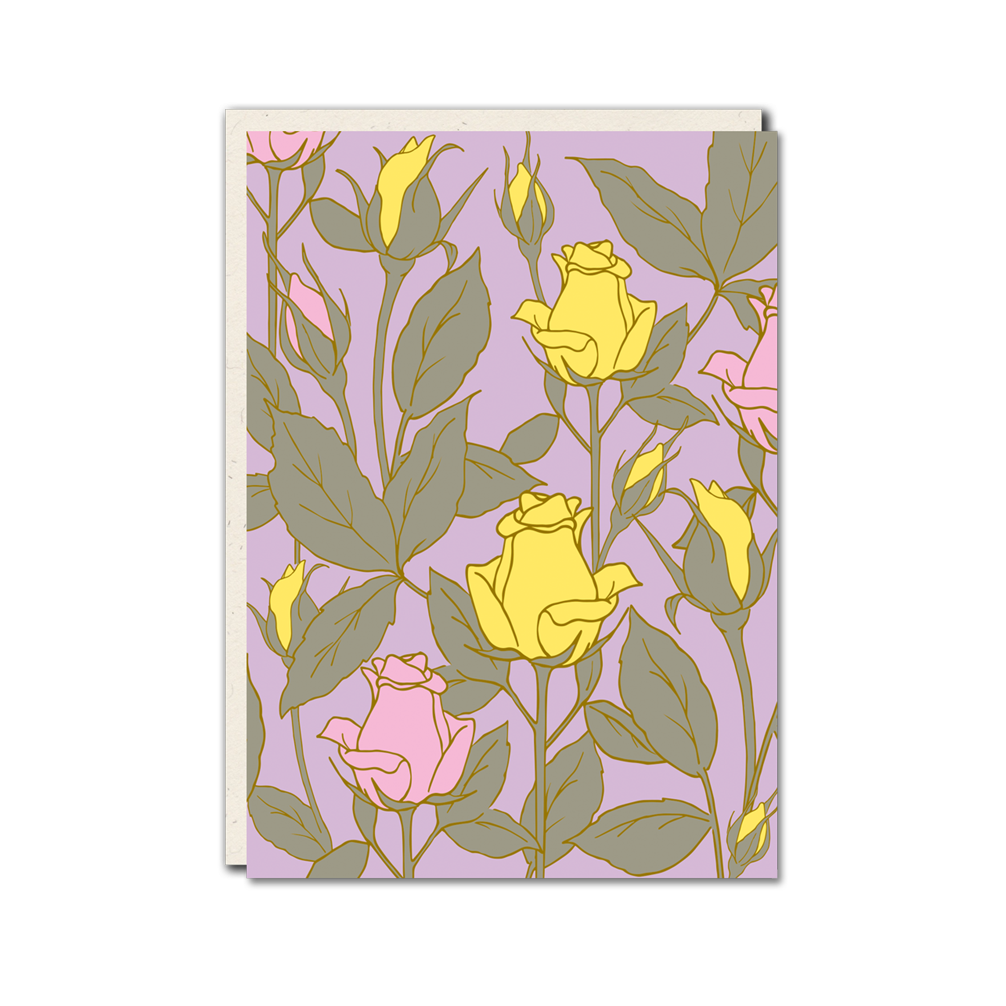 Yellow roses floral patterned card