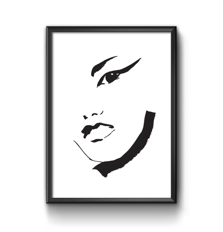Black and white face art print