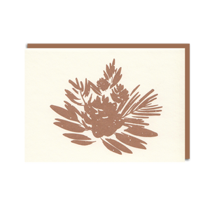 Letterpress christmas card featuring copper pine