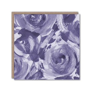 blue floral with love greeting card