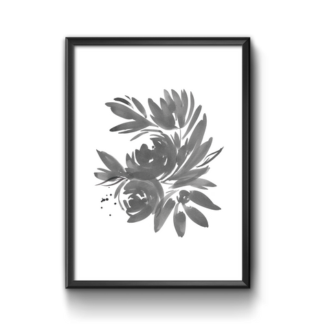 Ink floral illustration print
