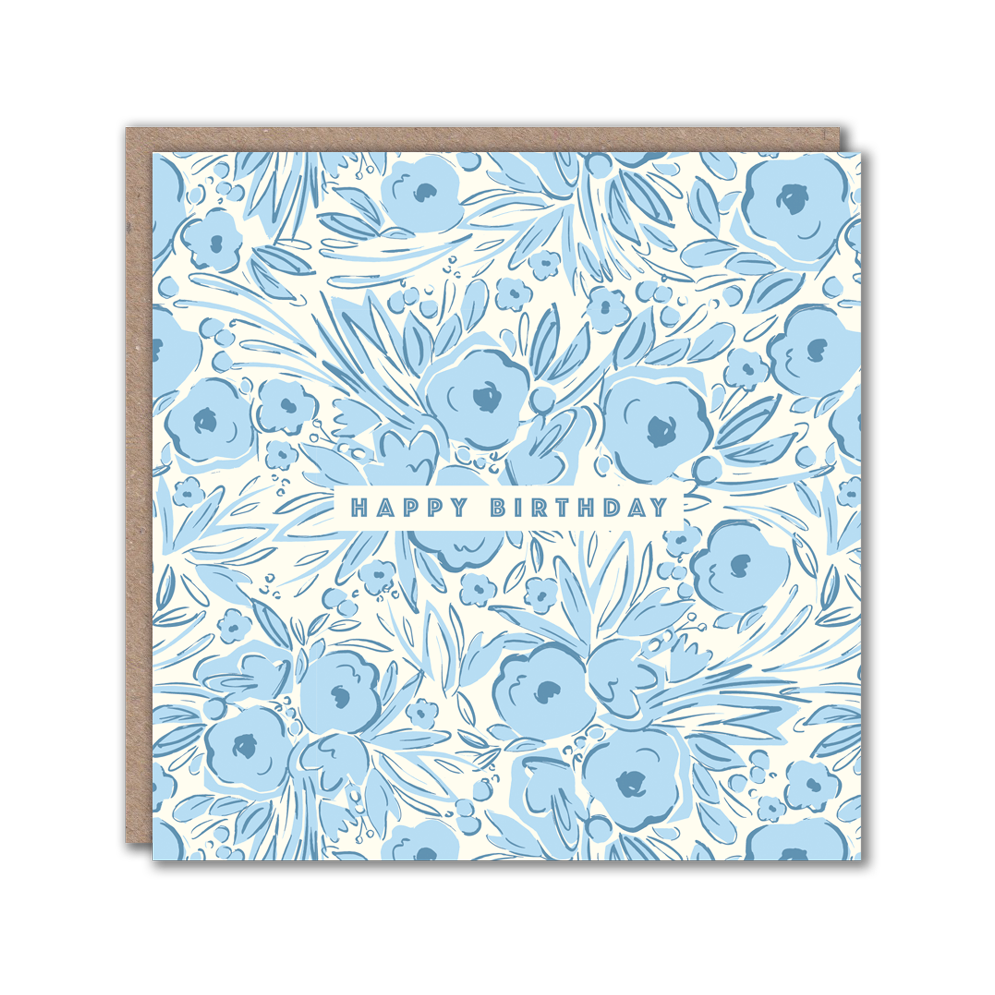 Blue floral birthday card