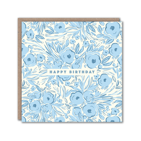 Blue floral birthday card
