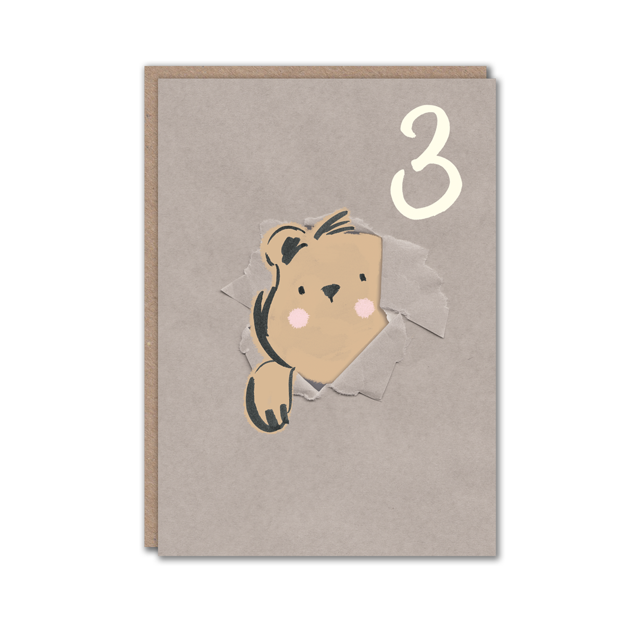 Age 3 Bear Birthday Card