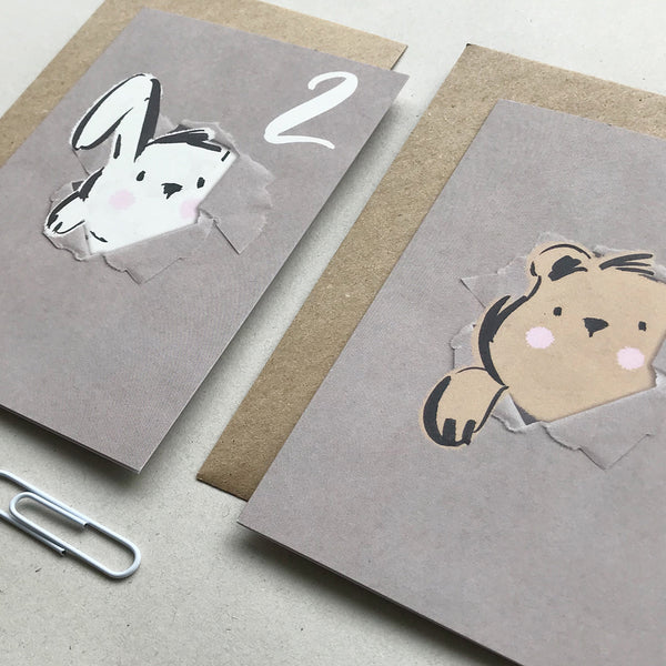 Bunny greeting card for a two-year-old