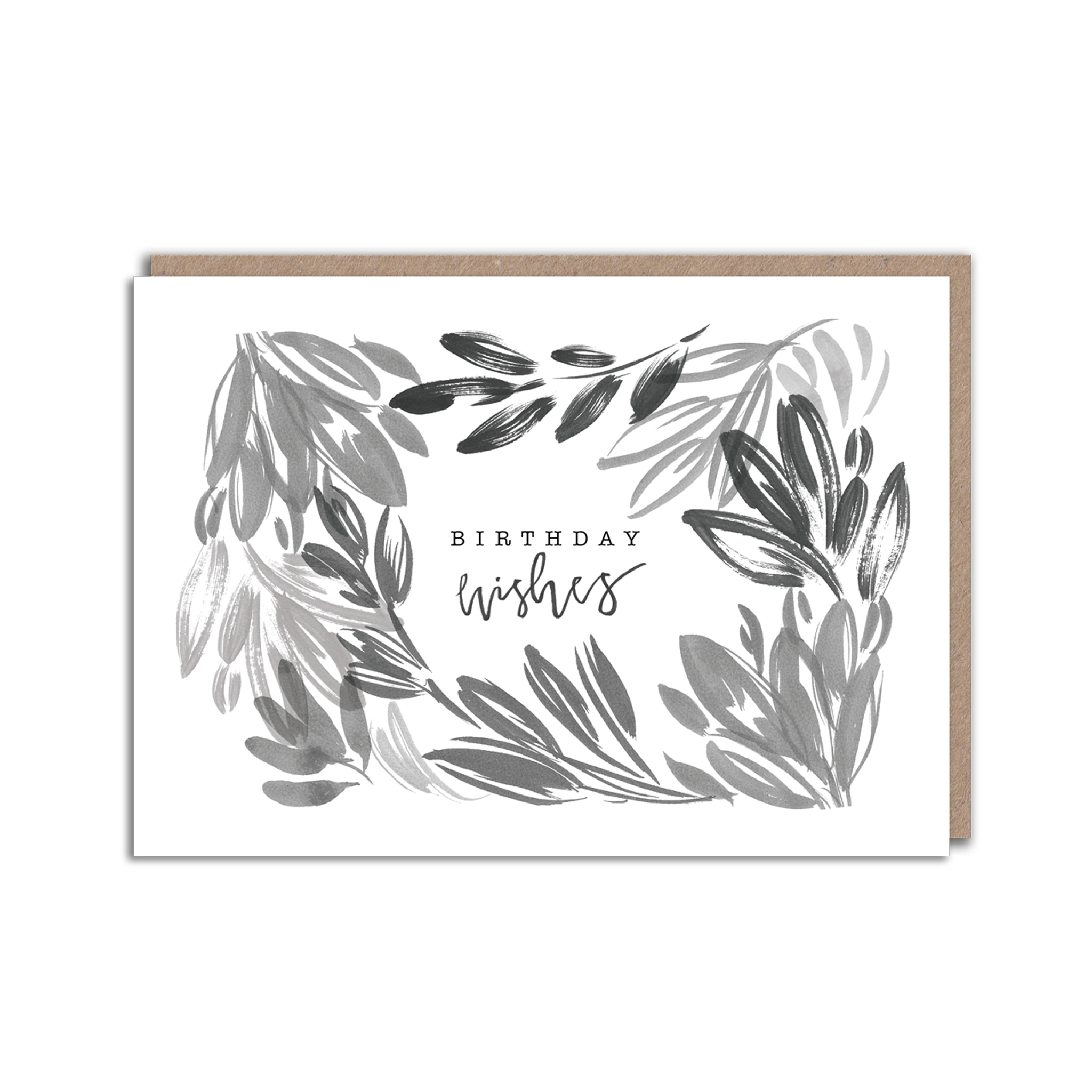 Black and white floral birthday wishes card
