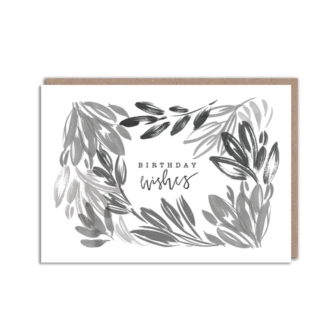 Black and white floral birthday wishes card